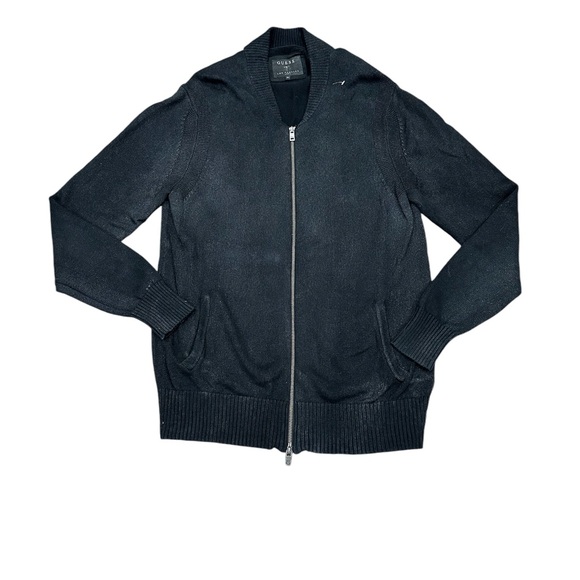 Men’s Guess XL Cozy Knit Sweater Full Zip Jacket Long Sleeve Black Pockets NWOT - Picture 3 of 8